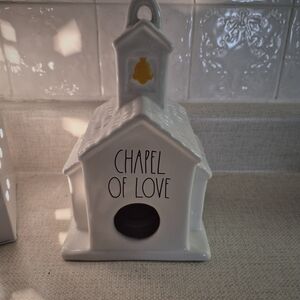 Rae Dunn White Ceramic Birdhouse with Yellow Bell